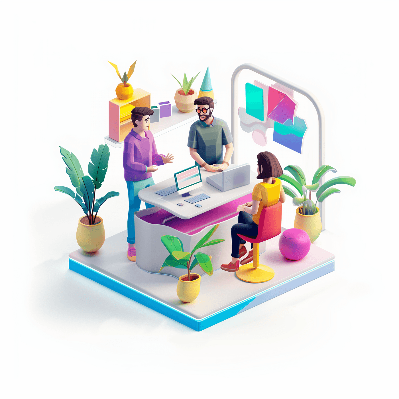 People sitting round a desk talking about work
